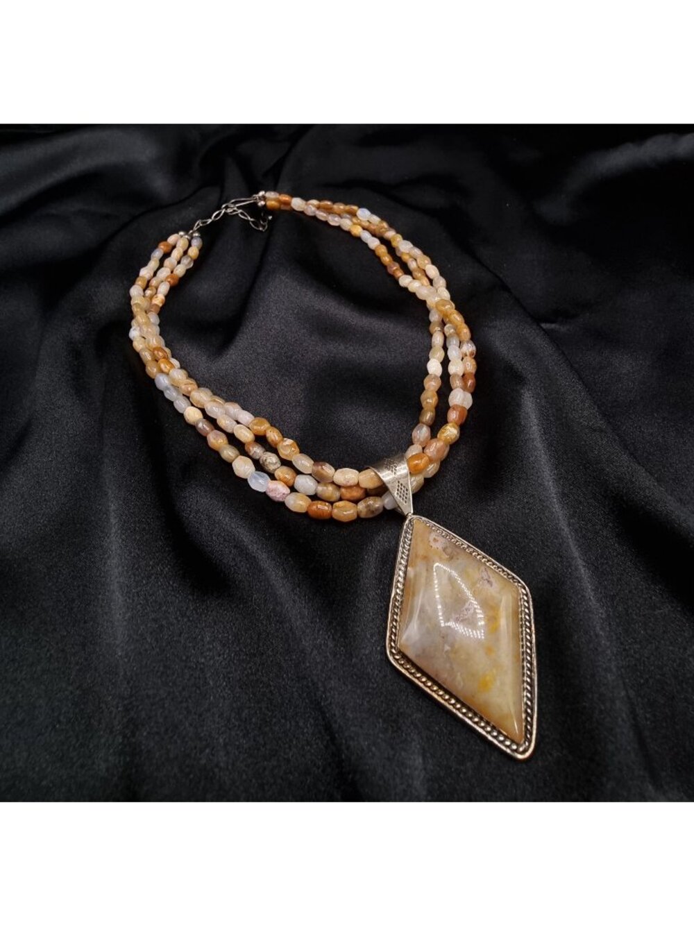 Jay King Mine Finds Agate & Sterling Silver Multi-Strand Necklace With Diamond-S